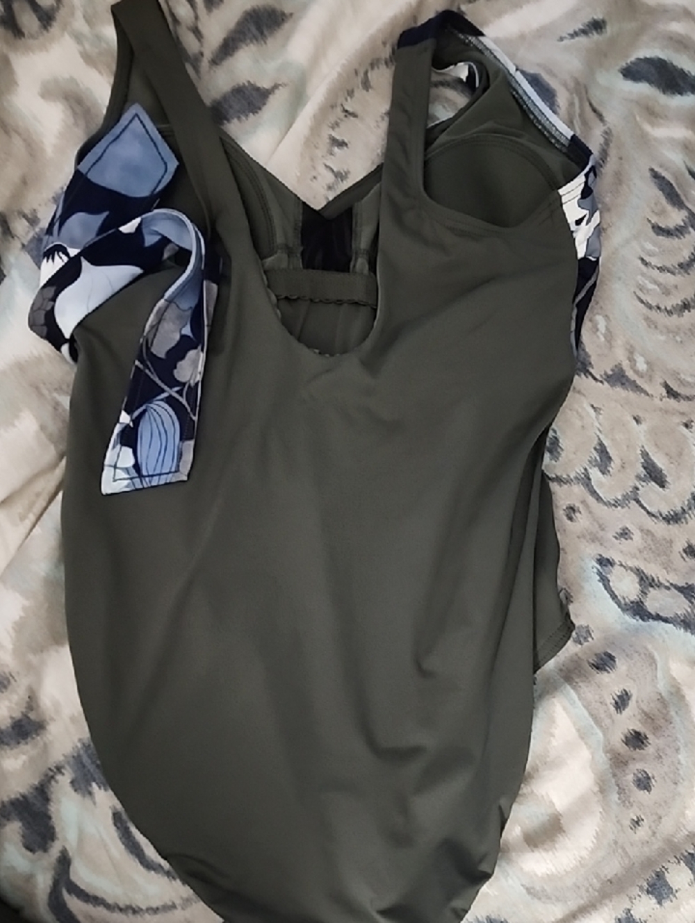 Lands End Olive Floral WRAP 1 PIECE SWIMSUIT SWIM - Picture 9 of 9